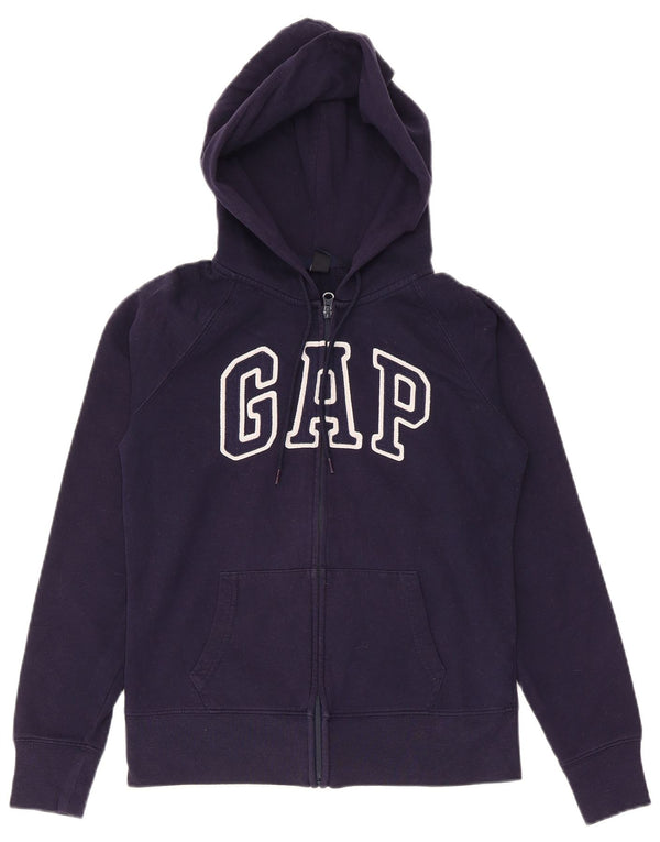 Gap Womens Graphic Zip Hoodie Sweater UK 10 Small Marineblau Baumwolle