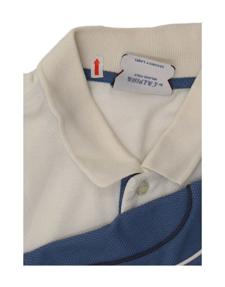 AUSTRALIAN L'ALPINA Herren-Poloshirt IT 56 3XL Weißes Colourblock-Polyester