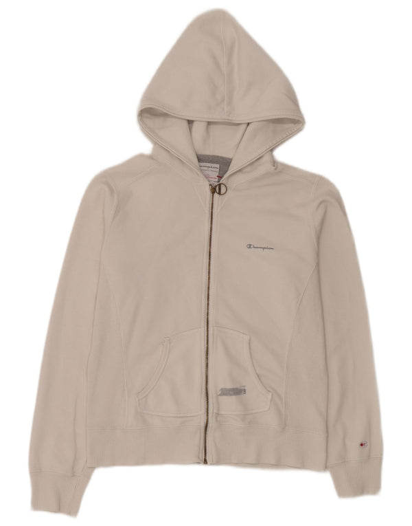 Champion Damen-Kapuzenpullover mit normaler Passform und Reißverschluss, UK 12, Mittelweiß, Sport