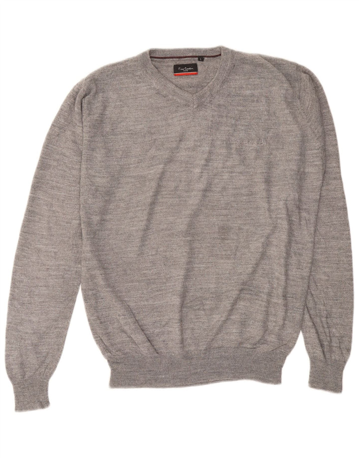 Pierre Cardin Herren-Pullover mit V-Ausschnitt, großes graues Acryl