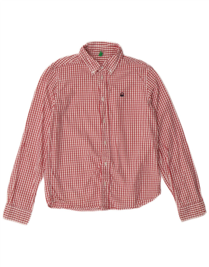 BENETTON Boys Shirt 7-8 Years Red Check