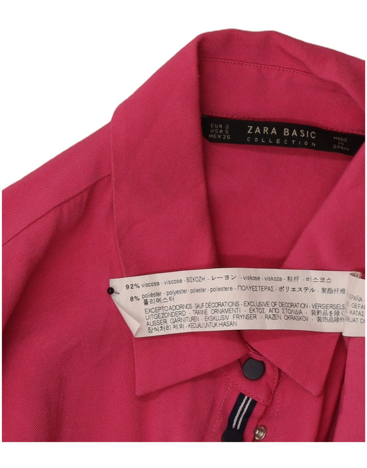 Zara Damen-Oversize-Hemdbluse, Gr. 10, kleine rosa Viskose