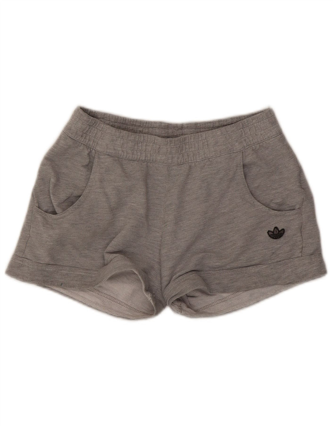 Adidas Damen Sportshorts UK 12 Mittelgraue Baumwolle