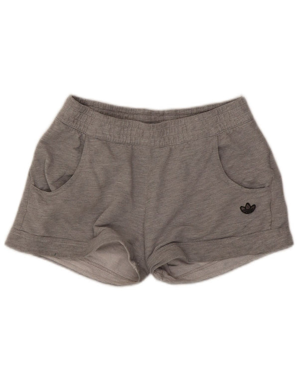 Adidas Damen Sportshorts UK 12 Mittelgraue Baumwolle