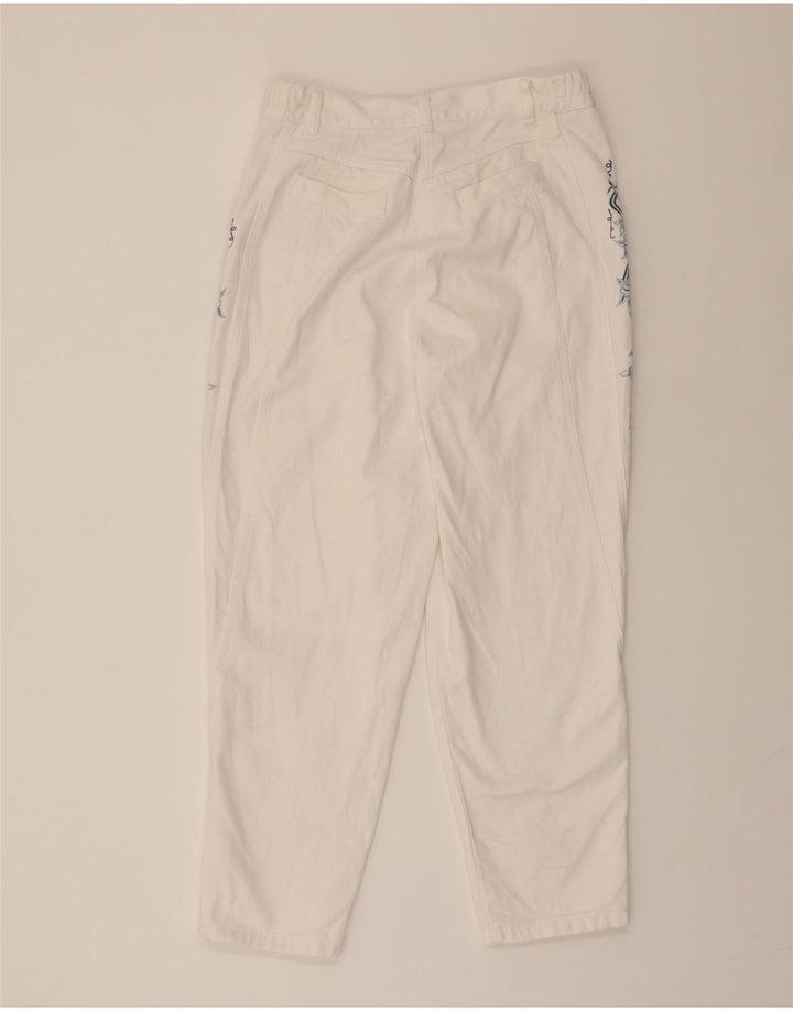 NO PROBLEM Womens Tapered Jeans UK 16 Large W30 L27 White Floral Vintage No Problem and Second-Hand No Problem from Messina Hembry 