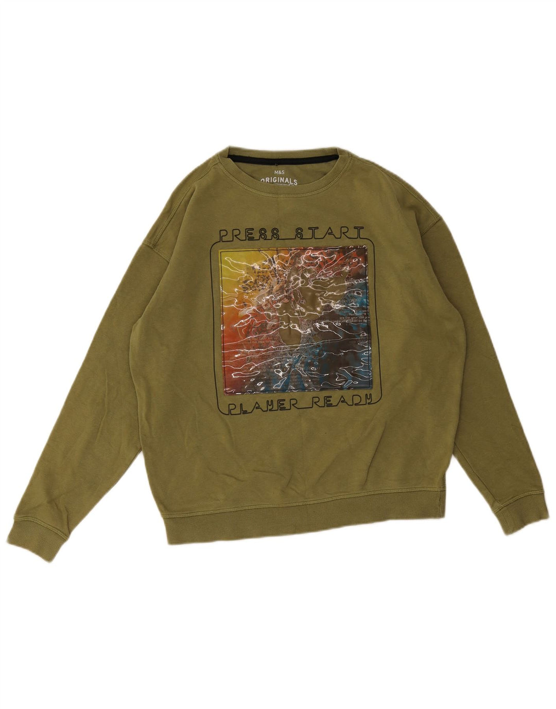 Marks & Spencer Grafik-Sweatshirt für Jungen, 13–14 Jahre, Khaki, Baumwolle