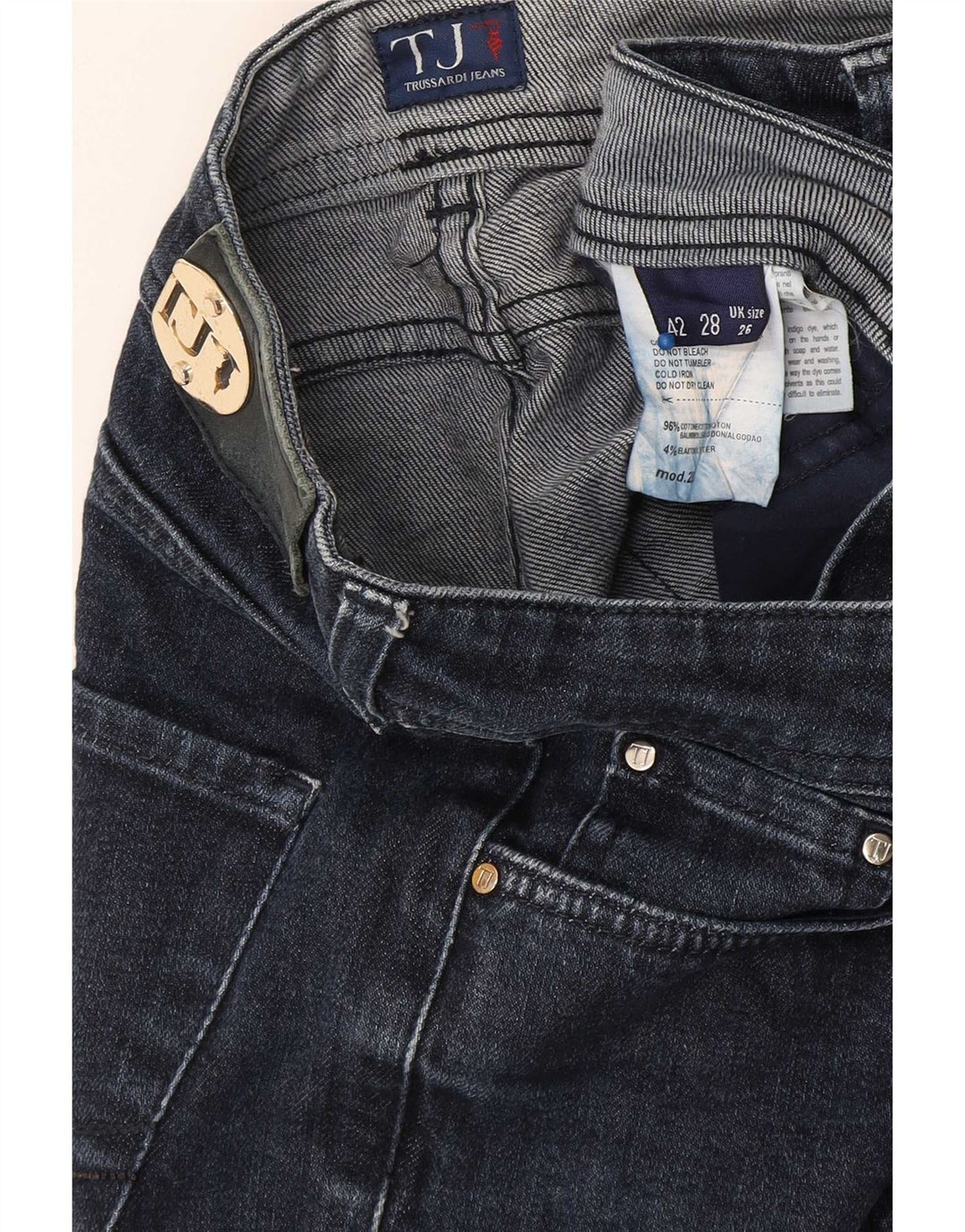 Trussardi Damen Slim Jeans W26 L28 Marineblaue Baumwolle