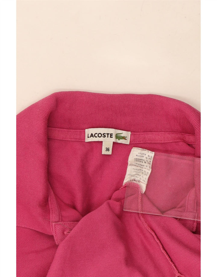 LACOSTE Damen Poloshirt EU 36 Small Rosa Baumwolle