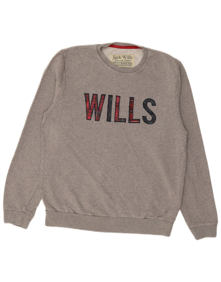 JACK WILLS Herren-Sweatshirt mit Grafik, groß, graue Baumwolle