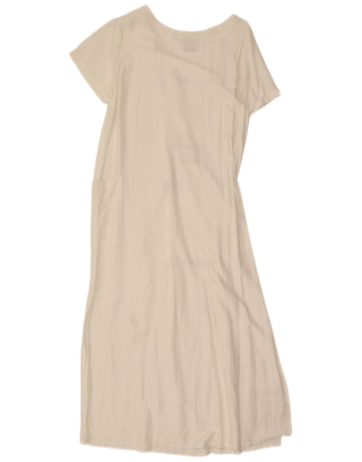 Tera Bora Damen Maxikleid mit Grafik, UK 12, Mittelweiß