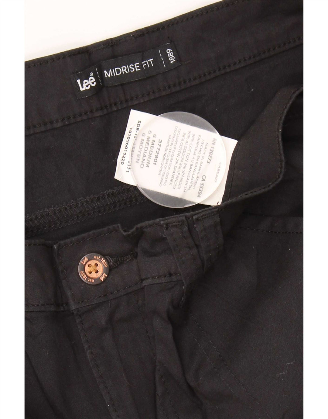 Lee Womens Mid Rise Cargo Shorts US 6 Medium W30 Schwarze Baumwolle