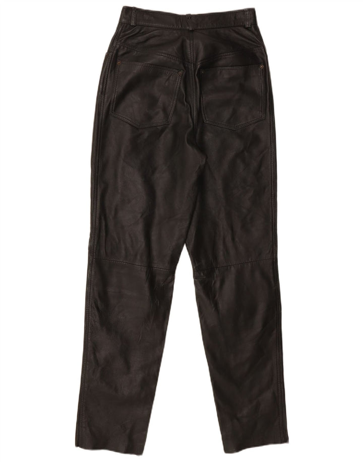 Conbipel Herren-Lederhose mit hoher Taille, W26, L29, schwarzes Leder