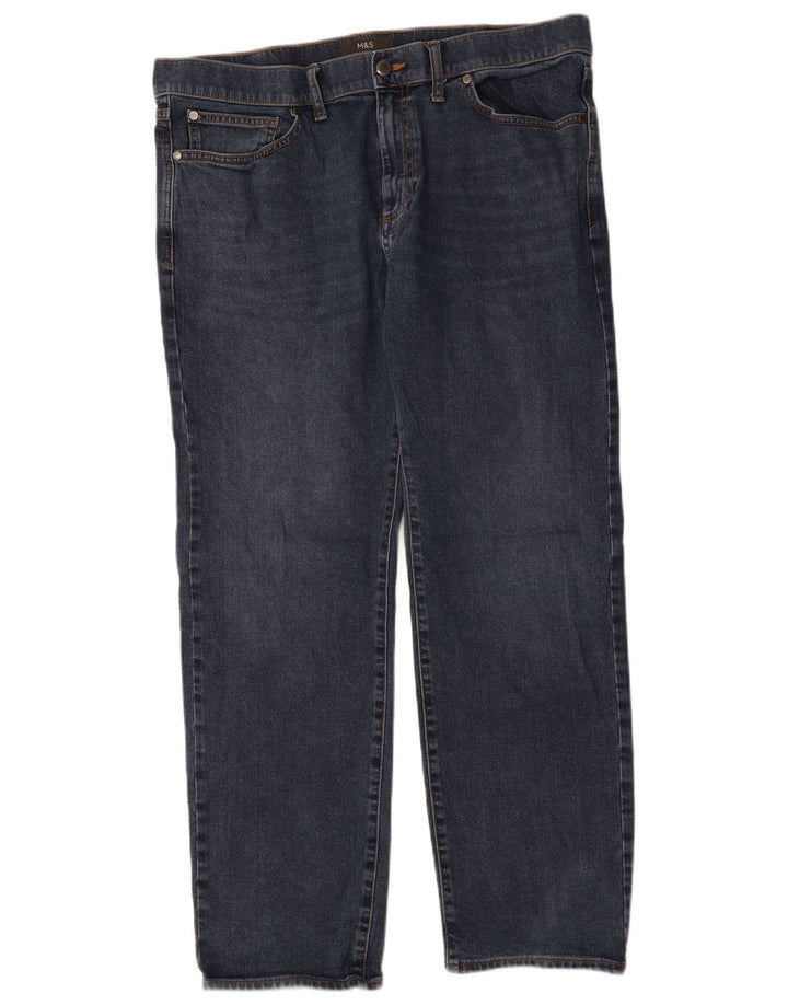 Marks & Spencer Herren Straight Jeans W36 L29 Marineblau Baumwolle