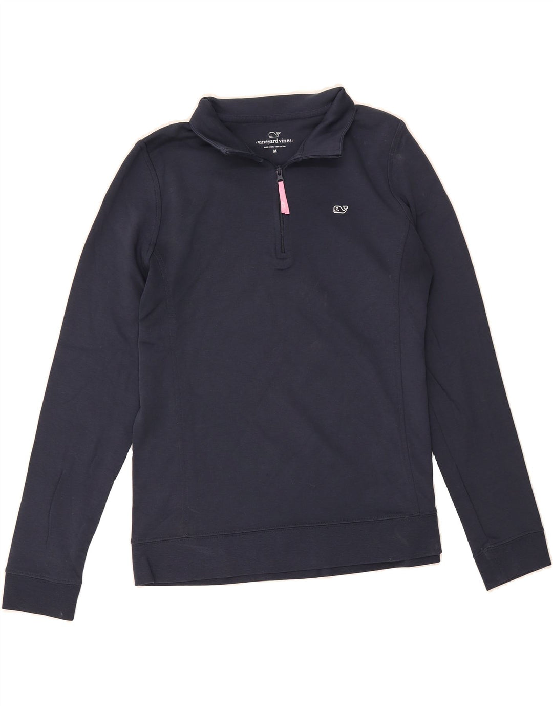VINEYARD VINES Womens Zip Neck Sweatshirt Jumper UK 14 Medium Navy Blue Vintage Vineyard Vines and Second-Hand Vineyard Vines from Messina Hembry 