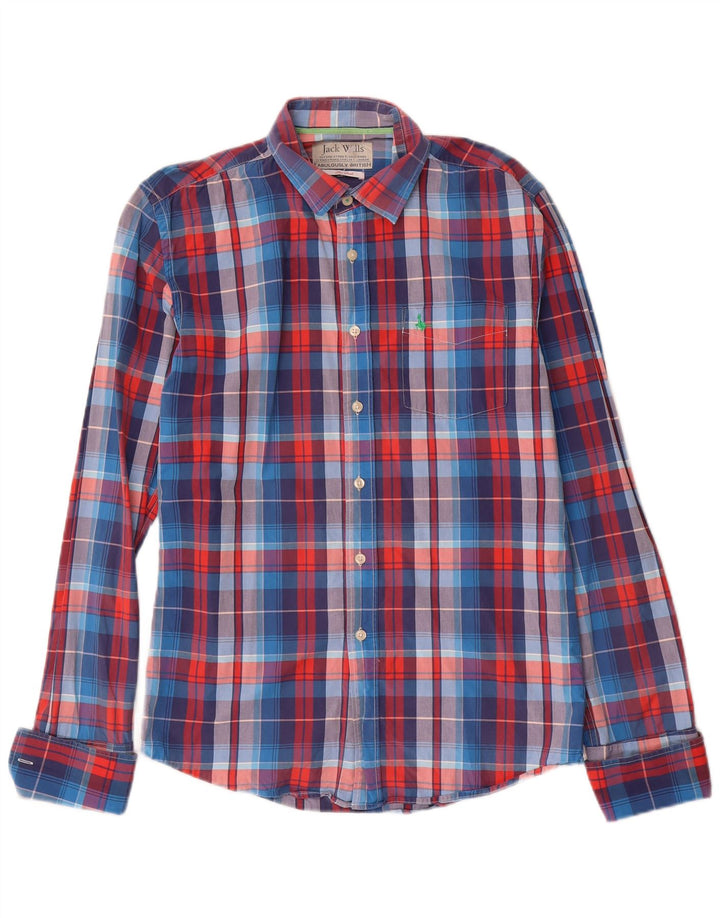 Jack Wills formelles Herrenhemd, klein, blau kariert, Baumwolle