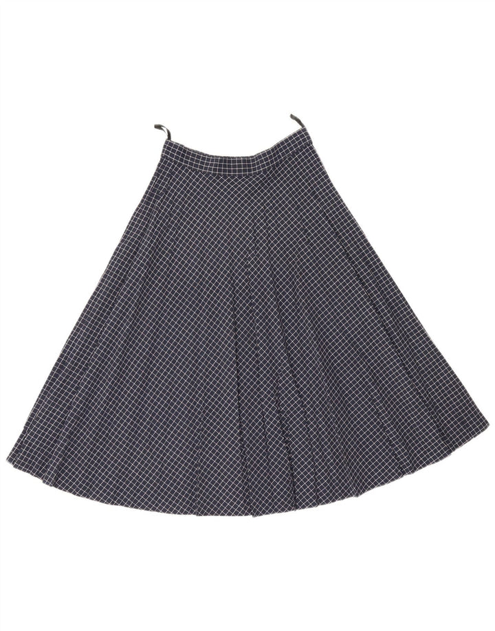 Vintage Damen A-Linienrock W25 XS Marineblau kariert