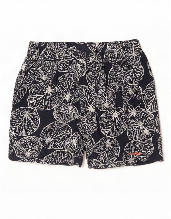 Weird Fish Damen Shorts UK 14 Medium W30 Marineblaue Viskose mit Blumenmuster