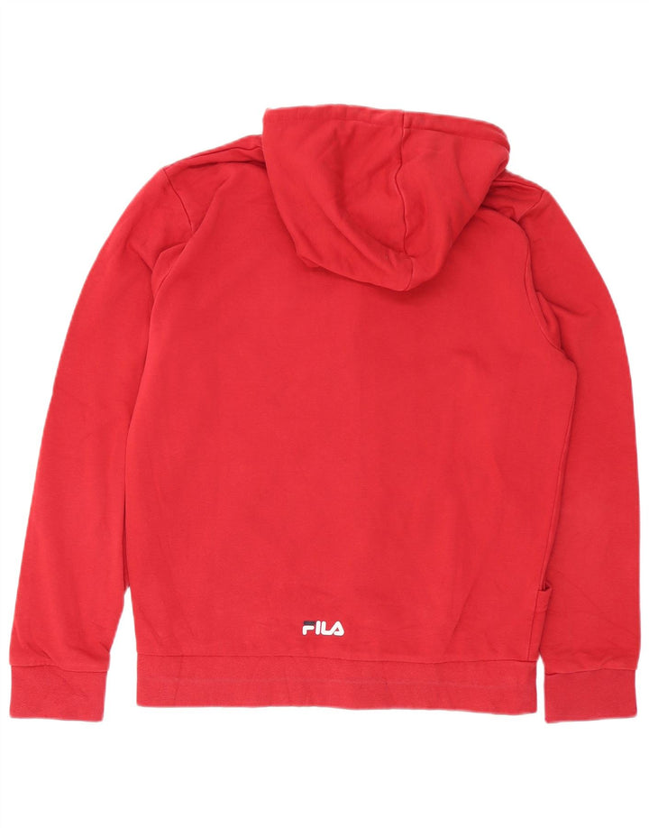 Fila Herren-Kapuzenpullover mit grafischem Reißverschluss, mittelrote Baumwolle