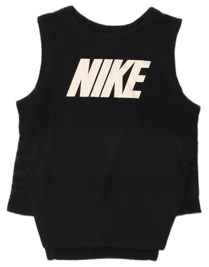 NIKE Damen Graphic Vest Top UK 10 Small Schwarz Synthetik