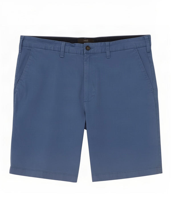 Marks & Spencer Herren-Chinoshorts W34, Größe L, Blau, Baumwolle