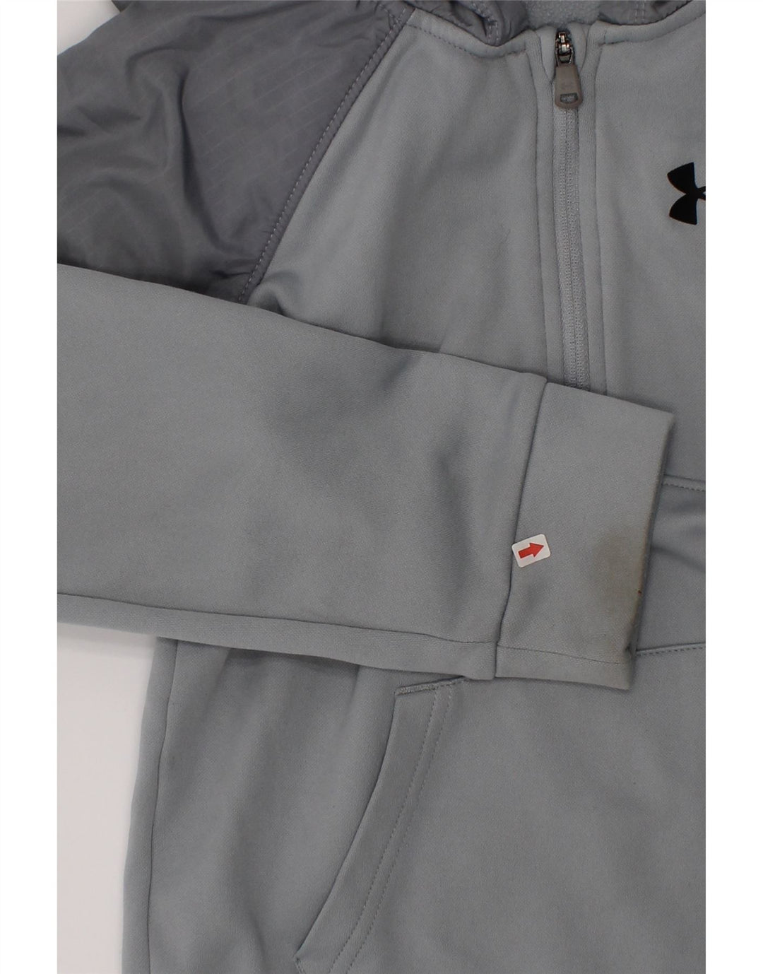 Under Armour Jungen-Kapuzenpullover, 6–7 Jahre, graues Colourblock-Polyester