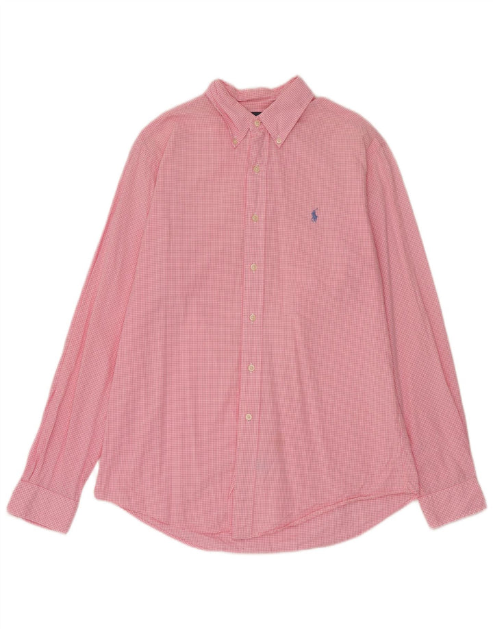 Ralph Lauren Herren-Hemd mit individueller Passform, mittelrosa, Gingham-Baumwolle