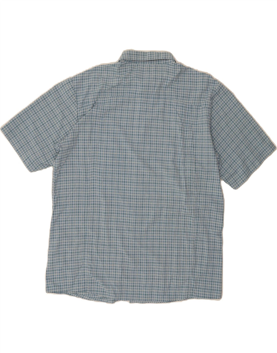 VINTAGE Mens Short Sleeve Shirt XL Blue Check Polyamide Vintage Vintage and Second-Hand Vintage from Messina Hembry 