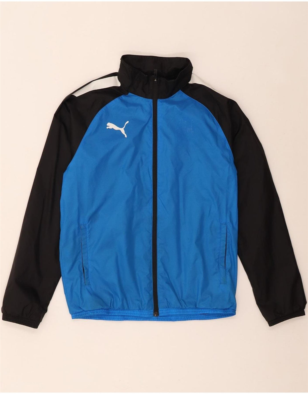 Puma Jungen-Trainingsanzug-Top-Jacke, 13–14 Jahre, blaues Colourblock-Nylon