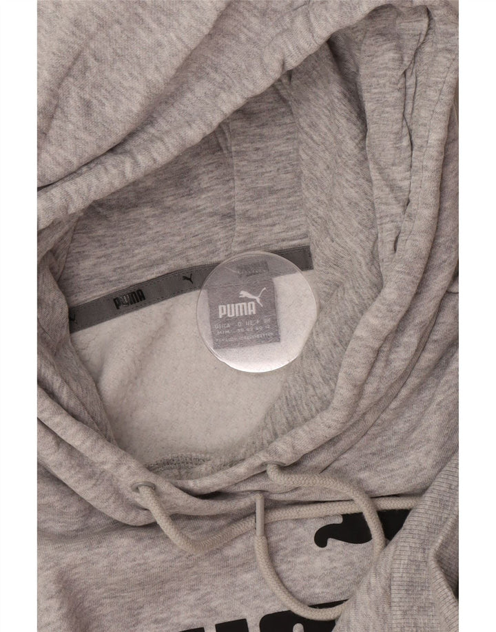 Puma Womens Graphic Hoodie Pullover UK 12 Mittelgrau geflecktes Polyester