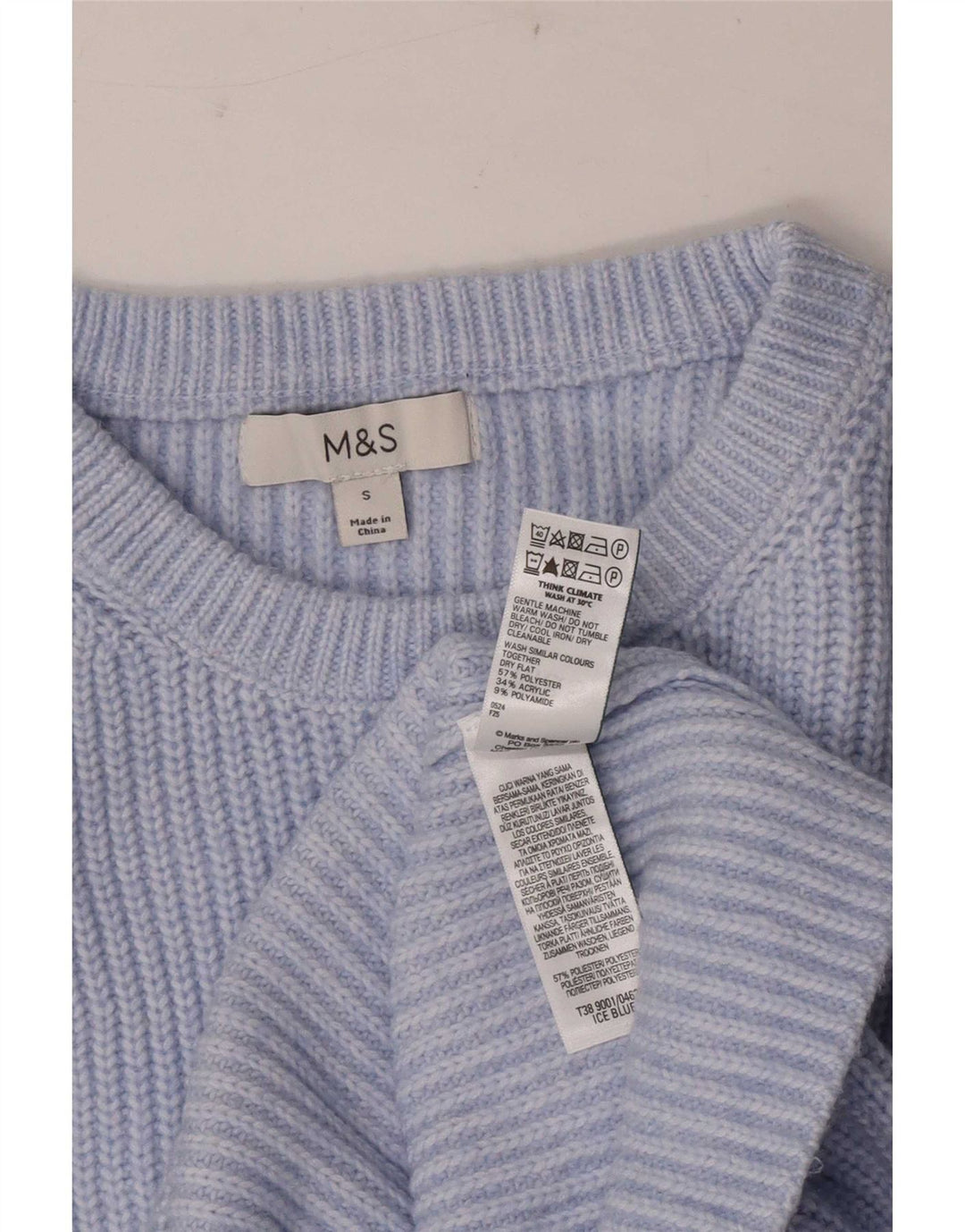 Marks & Spencer Damen-Pullover mit U-Boot-Ausschnitt, Gr. 10, Größe S, Blau, Polyester