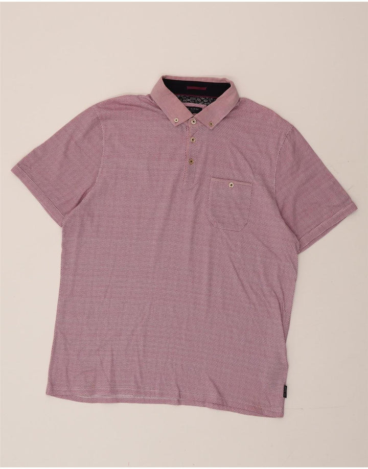 Ted Baker Herren-Poloshirt, Größe 6 2XL, rosa, geometrische Baumwolle