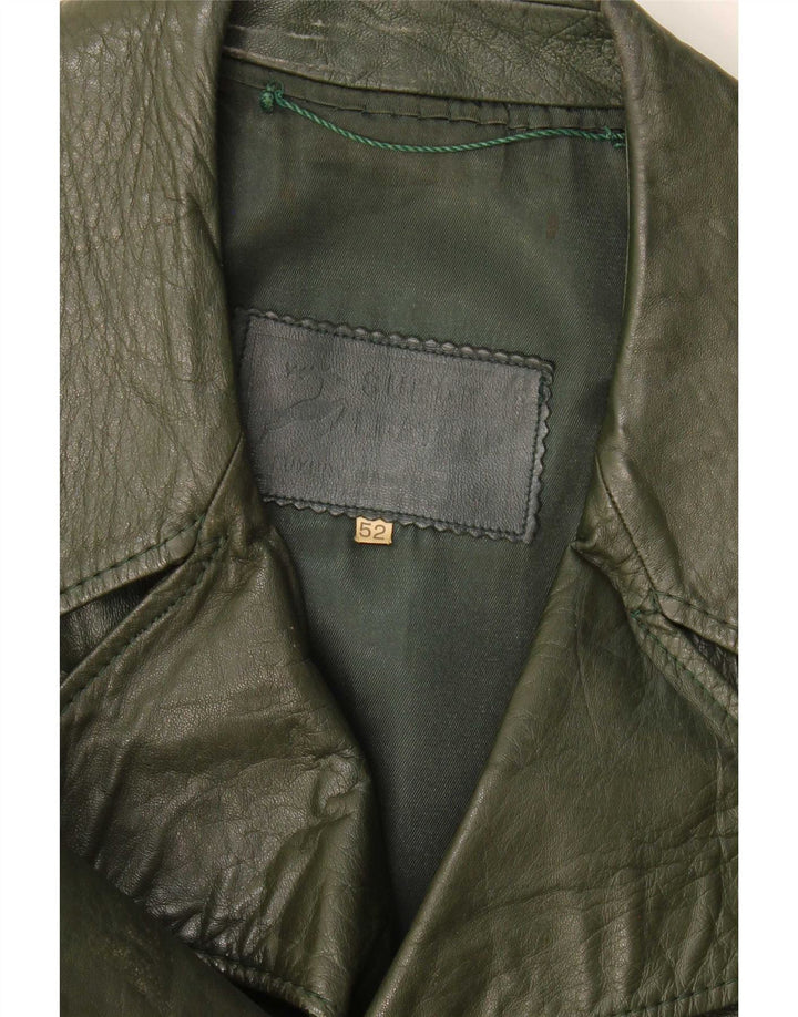 Vintage Herren Lederjacke IT 52 XL Khaki