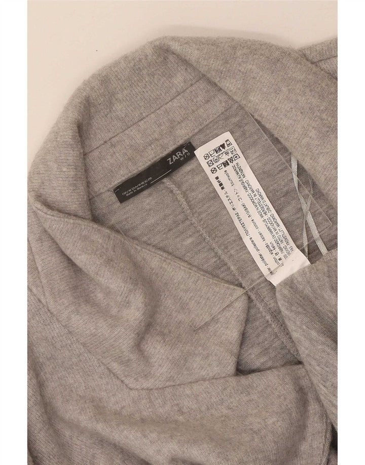 Zara Womens Open Overcoat UK 14 Mittelgraues Polyester