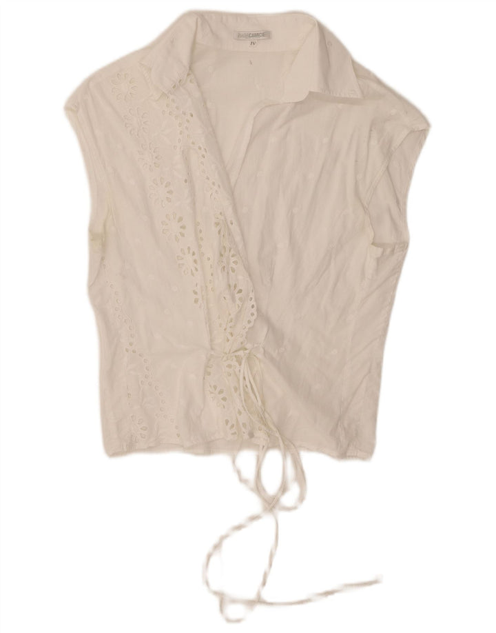 Naracamicie Ärmellose Wickelbluse für Damen, UK 12, Mittelweiß