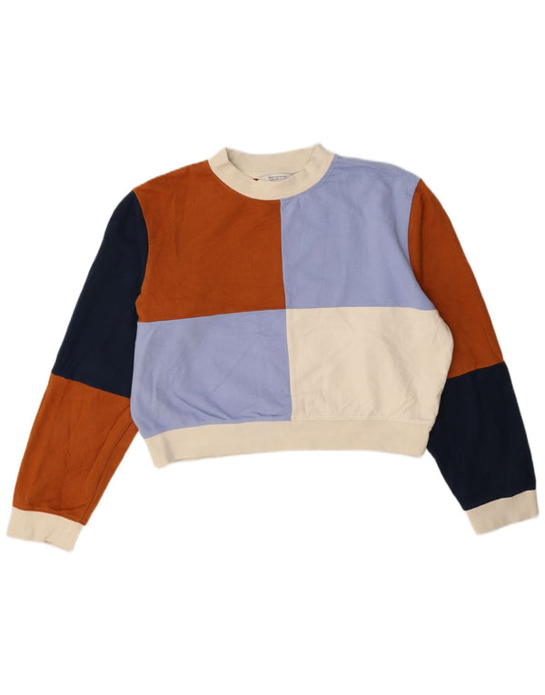 French Connection Damen Crop Sweatshirt Pullover UK 14 Medium Mehrfarbig