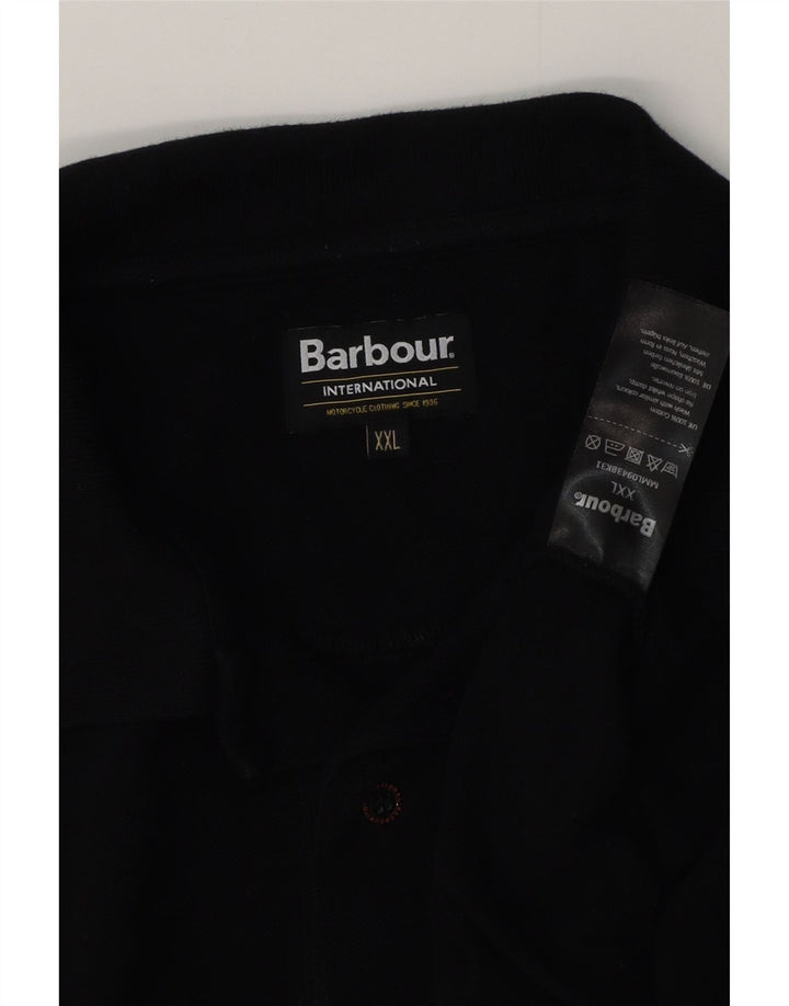 BARBOUR Herren Langarm-Poloshirt 2XL Schwarz Baumwolle