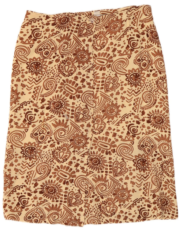 Vintage Damen Gerader Rock W32 Große Beige Paisley Viskose