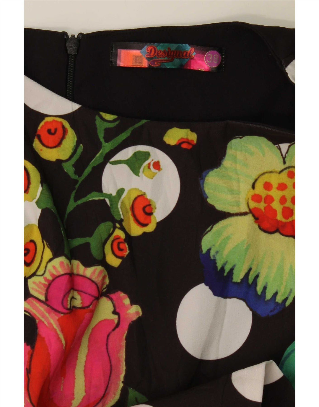 Desigual Damen Ärmelloses Etuikleid EU 38 Mittelschwarz geblümt