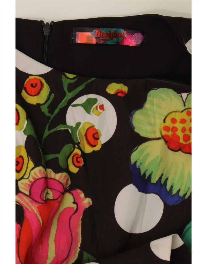 Desigual Damen Ärmelloses Etuikleid EU 38 Mittelschwarz geblümt