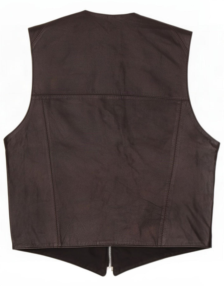 Vintage Herren Lederweste Small Black Biker