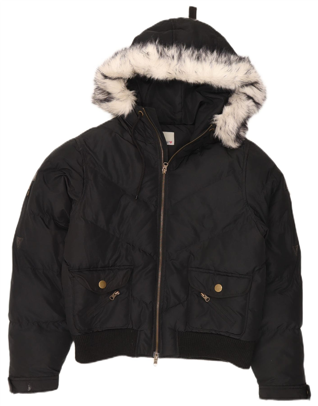 BRUGI Wattierte Damenjacke mit Kapuze, UK 14, Größe L, Schwarz, Polyester