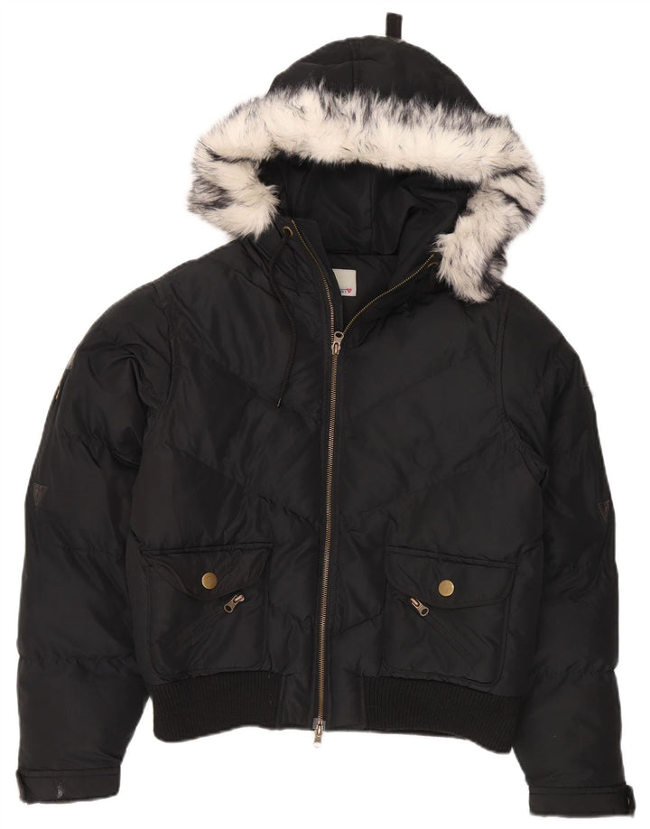 BRUGI Wattierte Damenjacke mit Kapuze, UK 14, Größe L, Schwarz, Polyester