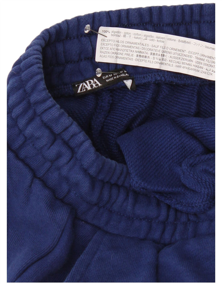 Zara Herren-Trainingshose mit Grafik, mittelblaue Baumwolle, mittelblau