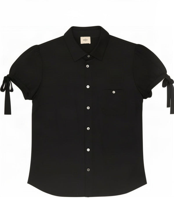 Cerruti 1881 Damen Kurzarmhemd UK 14 Large Schwarz Viskose