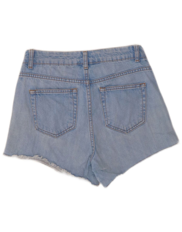 Topshop Damen Moto Denim Shorts W26 Small Blaue Baumwolle