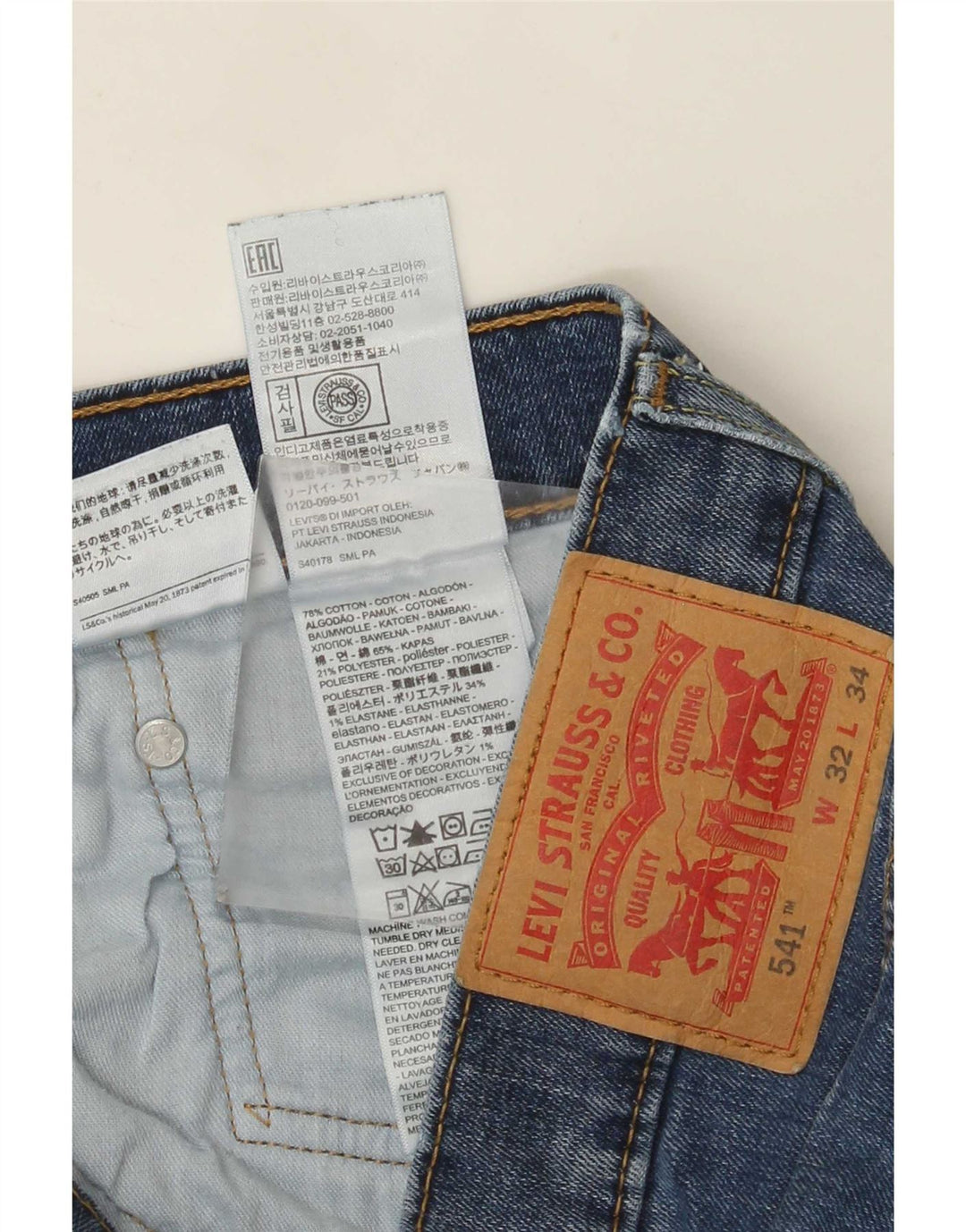 Levi's Herren 541 Athletic Straight Jeans W32 L34 Blaue Baumwolle