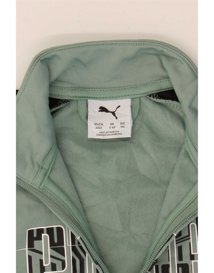 Puma Jungen Grafik-Trainingsanzug-Top-Jacke, 5–6 Jahre, grüner Farbblock