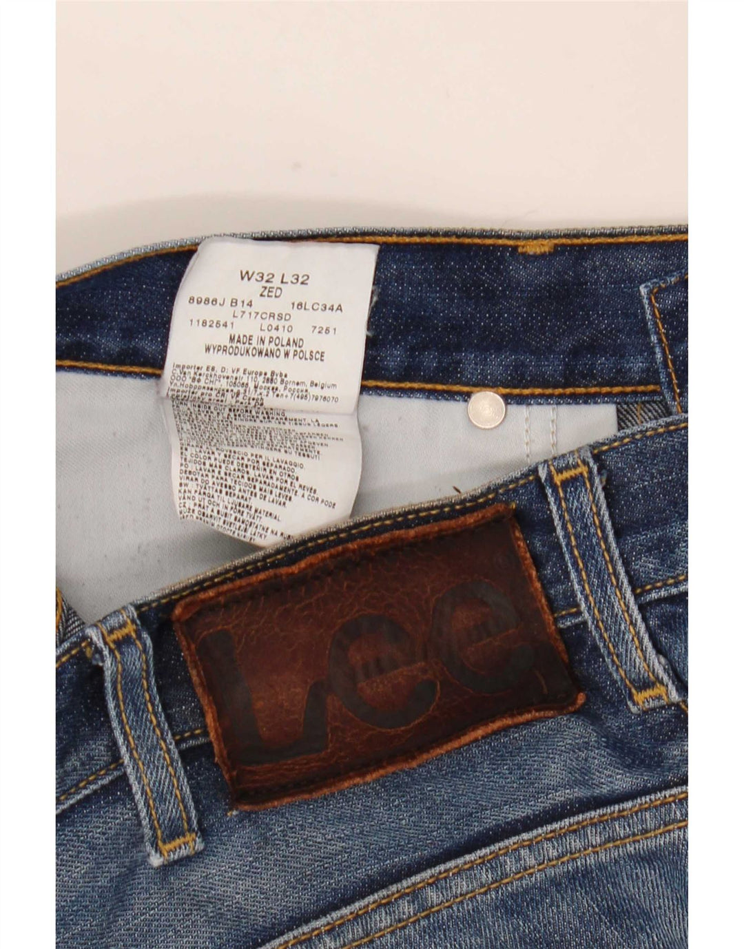 Lee Herren Zed Distressed Straight Jeans W32 L32 Blaue Baumwolle