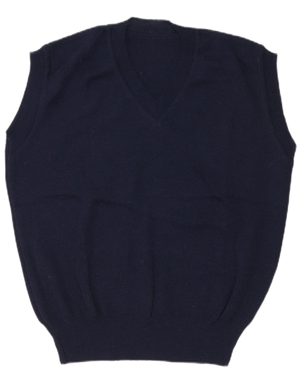 Vintage Herren Weste Tank Top EU 50 Medium Marineblau Polyacryl