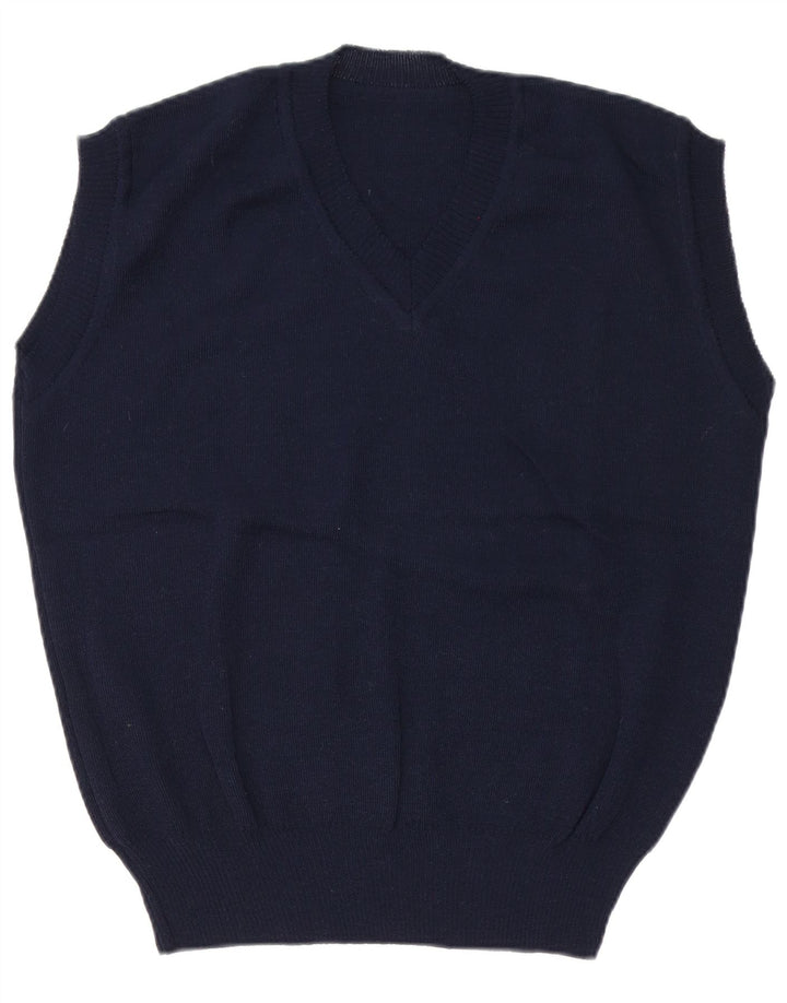 Vintage Herren Weste Tank Top EU 50 Medium Marineblau Polyacryl